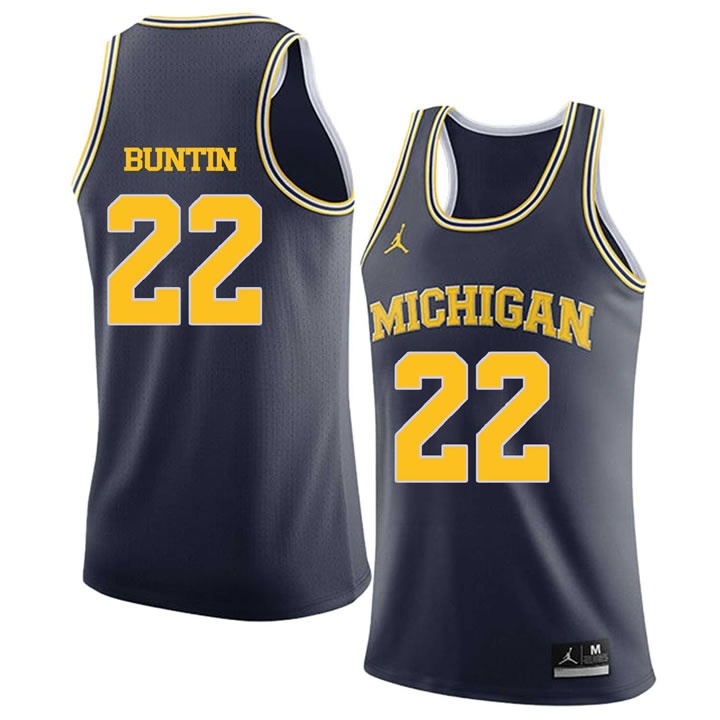 University of Michigan 22 Bill Buntin Navy College Basketball Jersey Dzhi